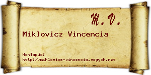 Miklovicz Vincencia névjegykártya
